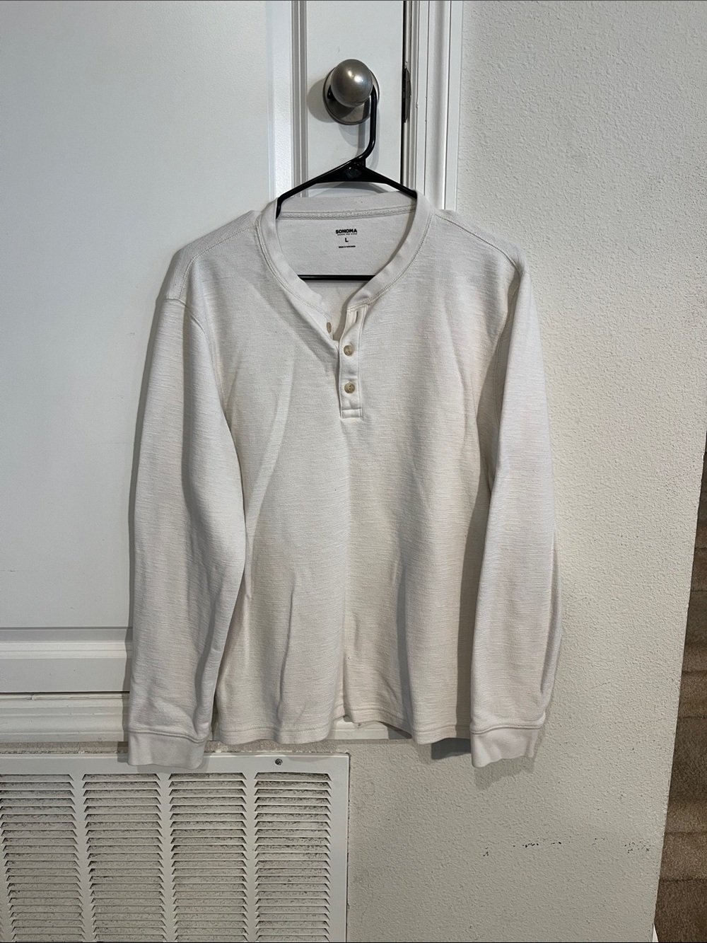 Sonoma White Long Sleeve Henley Thermal Shirt